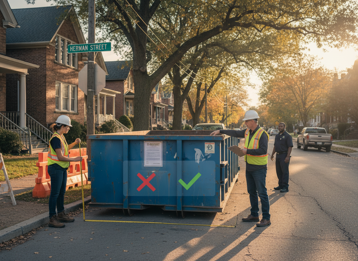 Permit Rules for Placing a Roll Off Dumpster on Herman Streets